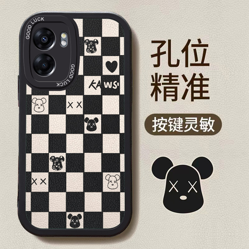 适用OPPOA57 5G手机壳PFTM20的手机套oppo保护套A57新款防摔软壳硅胶男女款网红格子熊可爱卡通超薄情侣镜头