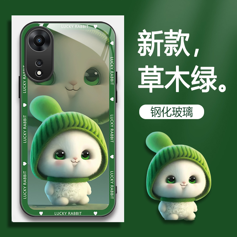 适用OPPOA58手机壳PHJ110的手机套A58新款oppo保护套防摔软壳硅胶玻璃男女款呆萌兔网红可爱情侣卡通超薄全包