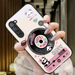 适用OPPOReno3元气版5G手机壳PCRT01的熊猫唱片手机套Reno3新款玻璃oppo保护套防摔软壳硅胶男女款网红可爱情
