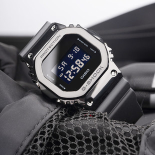 卡西欧G 5600 SHOCK复古金属数显小方块运动防水手表男GM