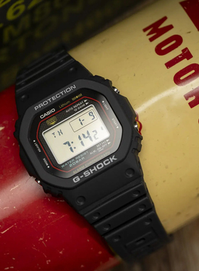 卡西欧G-SHOCK手表男小方块原点小红圈运动防水石英表DW-5000R-1A