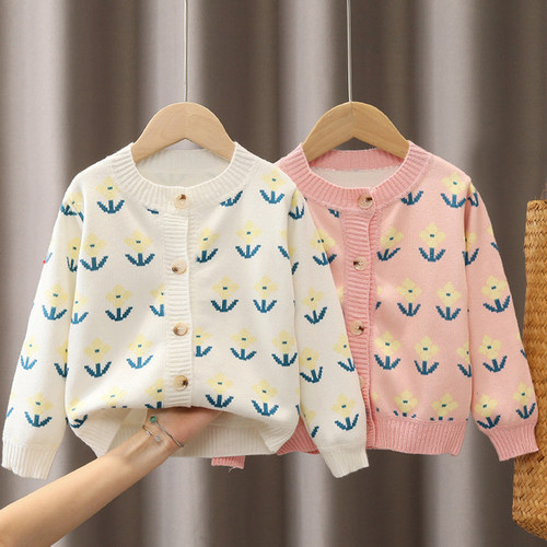 女童毛衣开衫2022洋气春秋款