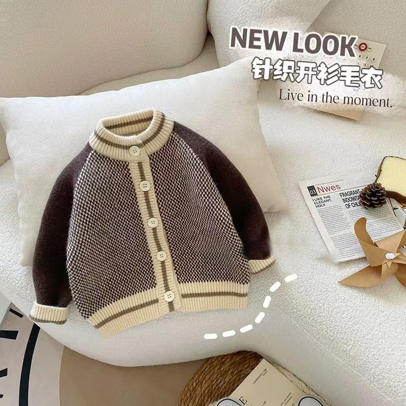 儿童开衫外套秋季男童毛衣外套春秋宝宝2025新款男女童毛线针织衫