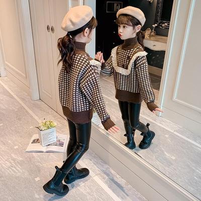 小孩上衣针织毛衣女童洋气