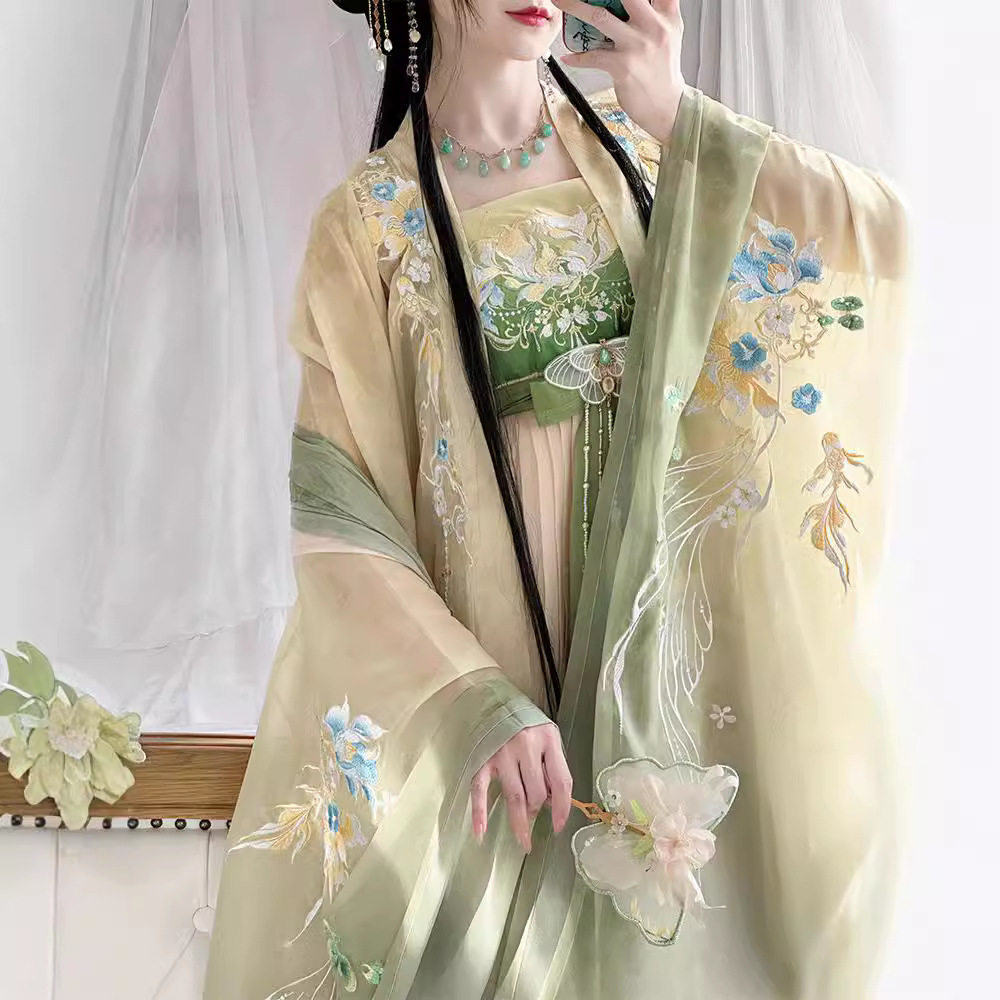 原创汉服女成人春色几分重工刺绣大袖诃子群唐制超仙日常春夏新款