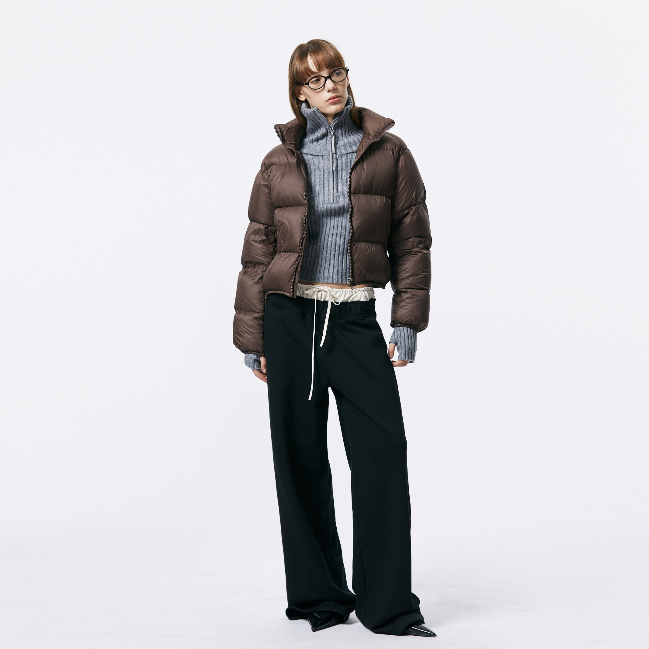 Lal project｜双腰头拼接撞黑色宽松直筒长裤休闲卫裤阔腿拖地裤