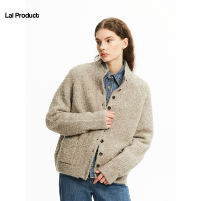 松弛慵懒圈圈花纱羊毛开衫