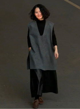休闲风套头马甲阔腿裤两件套女