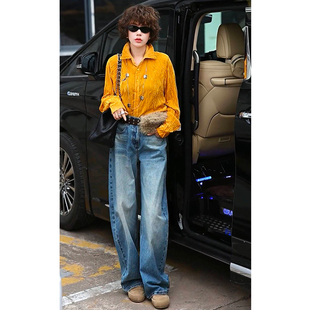 单排扣翻领纯色潮流丝绒衬衫 时髦气质洋气法式 新款 欧洲站2026春季