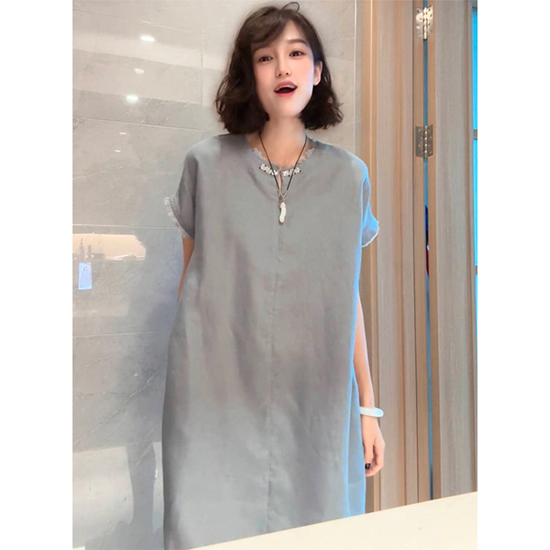 洋气显瘦松弛感简约亚麻连衣裙