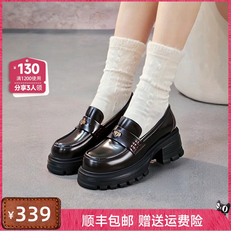 英伦小皮鞋单鞋真皮黑色女鞋