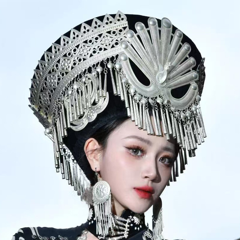 少数民族银帽子女头饰云南彝族帽
