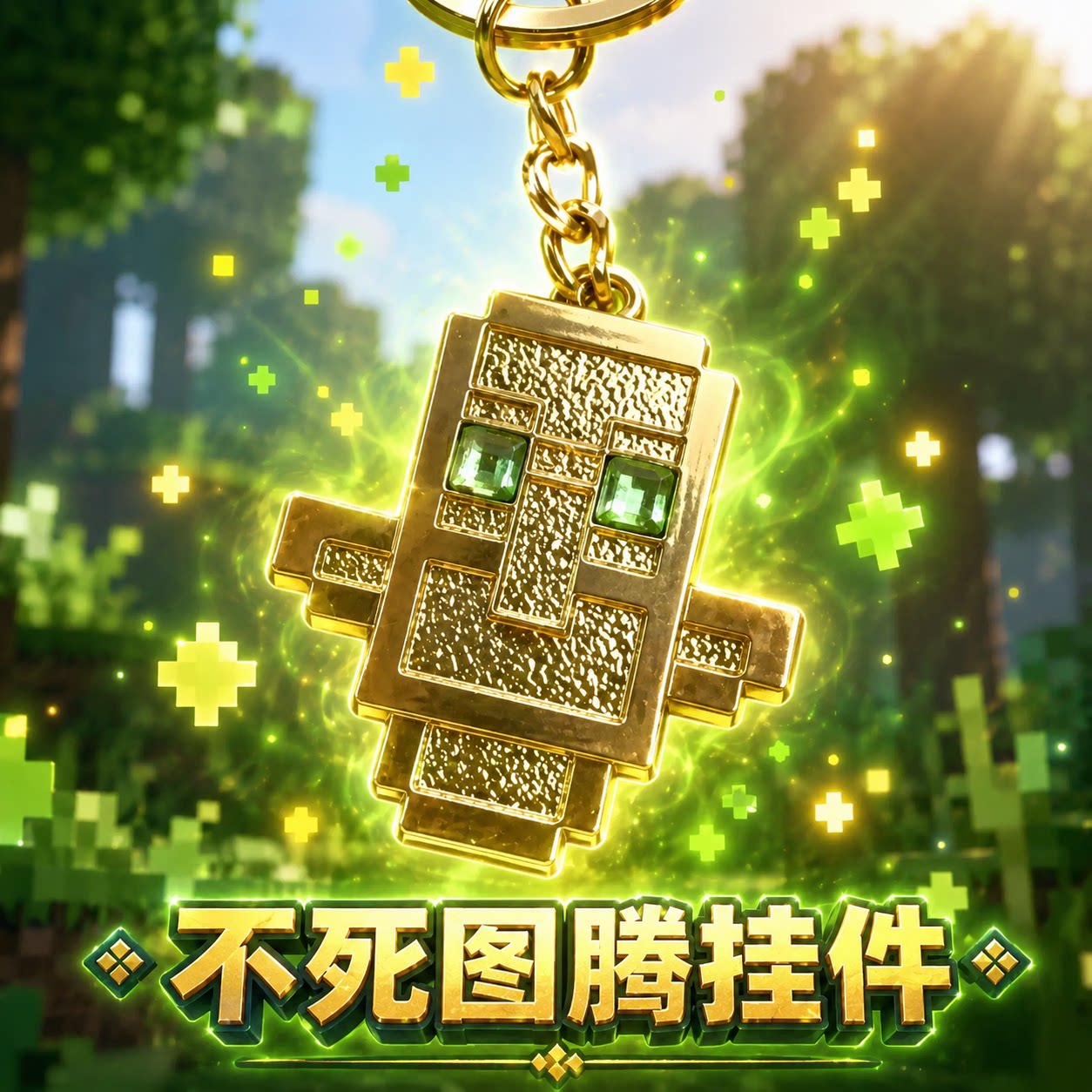 我的世界不死图腾金属钥匙扣图片