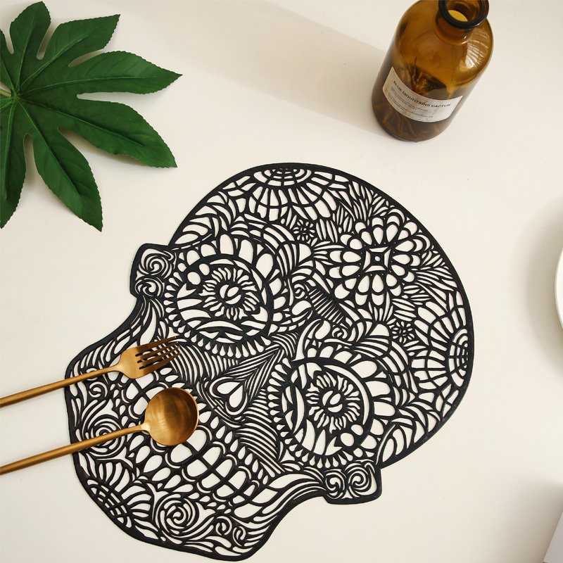 骷髅头镂空隔热防滑餐垫