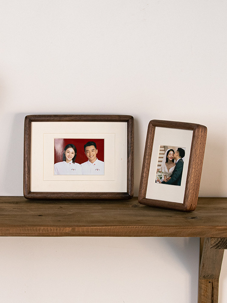 实木相框摆台高级感6寸a4摆件8黑胡桃10寸原木画框装裱洗照片做框