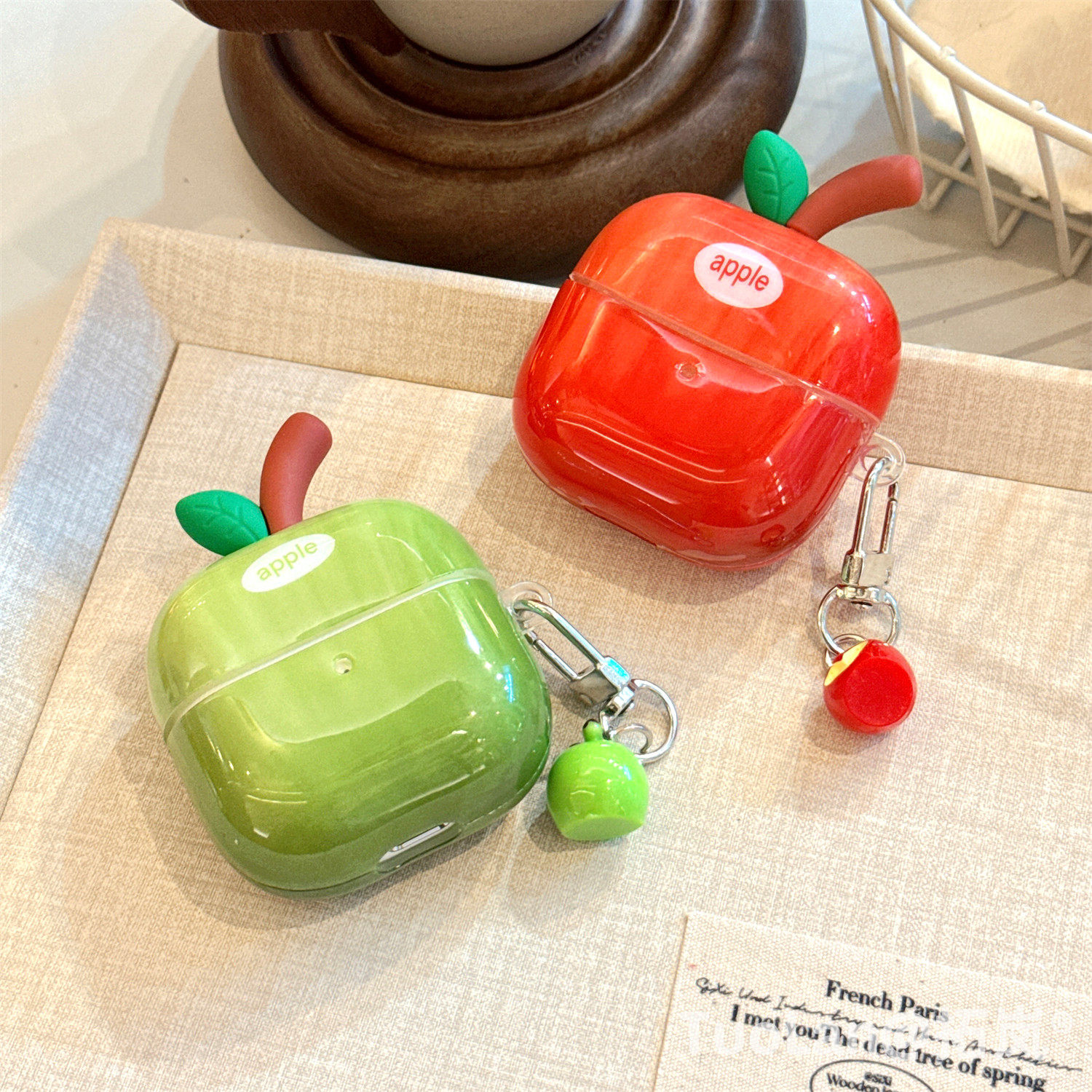 拓岚 适用华为freeclip2耳机保护壳创意ins立体红青苹果吊坠挂件FreeBuds7i/6i/5i防摔套freebudspro4/SE3/2