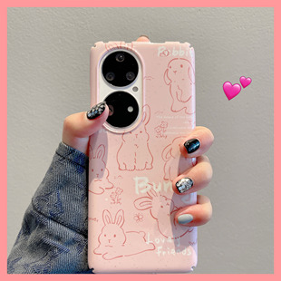 拓岚 超薄菲林适用华为p50pro手机壳ins少女粉p40pro素描线条兔子p50e亮面nova9荣耀80 50pro防摔 新款