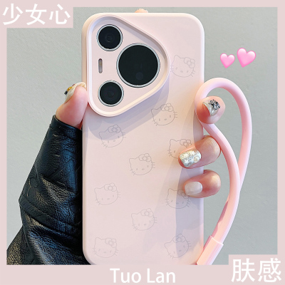 拓岚 适用华为pura80pro+新款手机壳少女心卡通可爱kitty猫头像Pura70pro液态硅胶全包镜头mate70/60pro挂绳