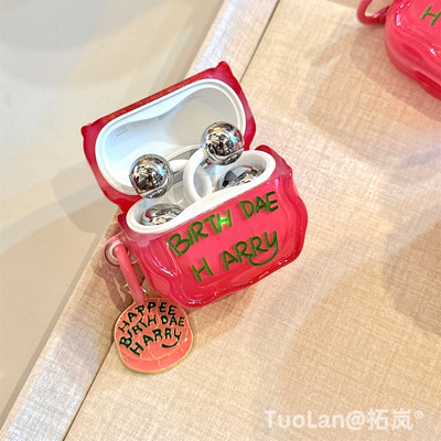 拓岚 适用华为freeclip2耳机保护套韩系ins甜酷辣妹玫红色英文Freebuds5i蛋糕吊坠FreeBudsSE3/se2防摔壳网红