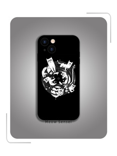 创意黑白星空猫咪唱片小众手机壳适用苹果iPhone15ProMax全包防摔VIVO硅胶OPPO华为荣耀小米红米三星一加玻璃