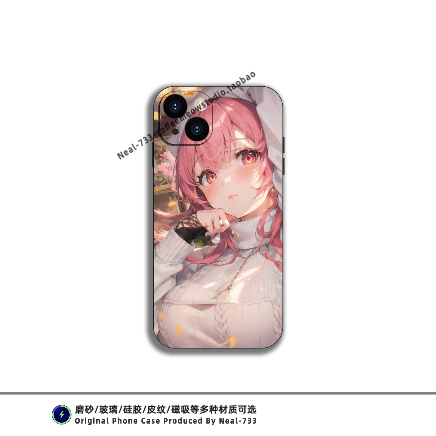 可爱萌二次元少女手机壳适用苹果16小米14华为P70磨砂VIVO液态硅胶OPPO13红米K80磁吸iPhone15ProMax全包防摔