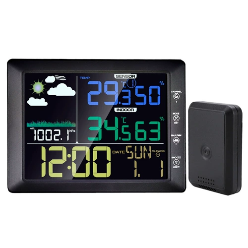 Новый продукт часы беспроводной прогноз Zhong Tianxiang Color Sound Sound Control в помещении и наружной температуре и влажная мультифункциональная будильница часы часов часы часы