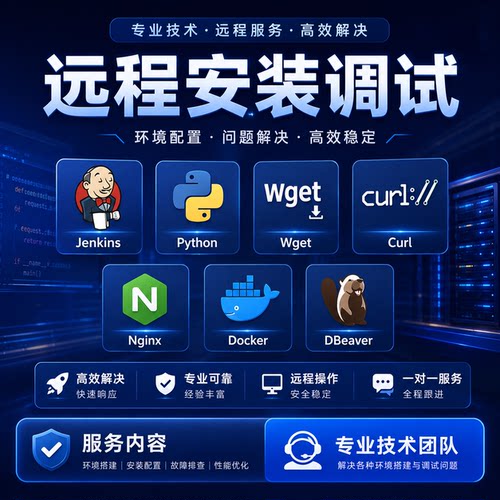 远程安装调试genkins python wget curl nginx docker dbeaver