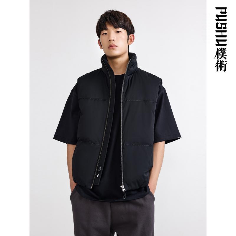 朴术黑色时尚无袖羽绒马甲