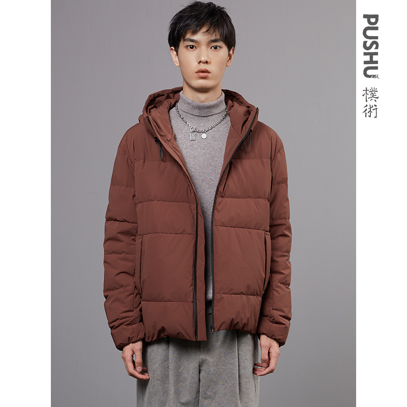 朴术日系风连帽羽绒服男士
