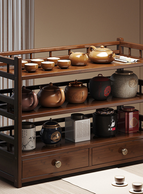 茶具置物架桌面小型博古架现代简约新中式多宝阁茶壶架茶叶收纳柜