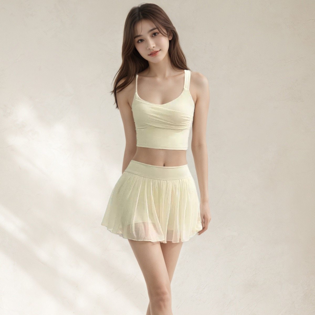 少女感网球运动套装 运动风高腰网纱百褶裙女一体杯中度运动背心,运动/瑜伽/健身/球迷用品,网球裙,淘宝优惠券,粉丝福利购,淘宝优惠卷