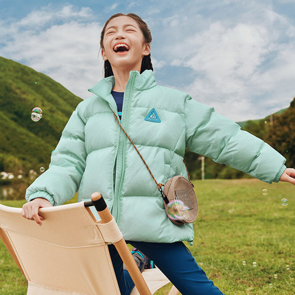 Skechers斯凯奇2024女休闲保暖羽绒服秋冬新款中大童梭织短款外套