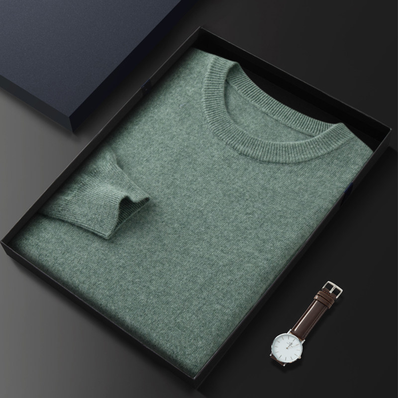 가을 겨울 신상 고급 캐시미어 스웨터 남성 라운드 넥 솔리드 컬러 비즈니스 이너 풀오버 얇은 대형 니트 바닥 셔츠