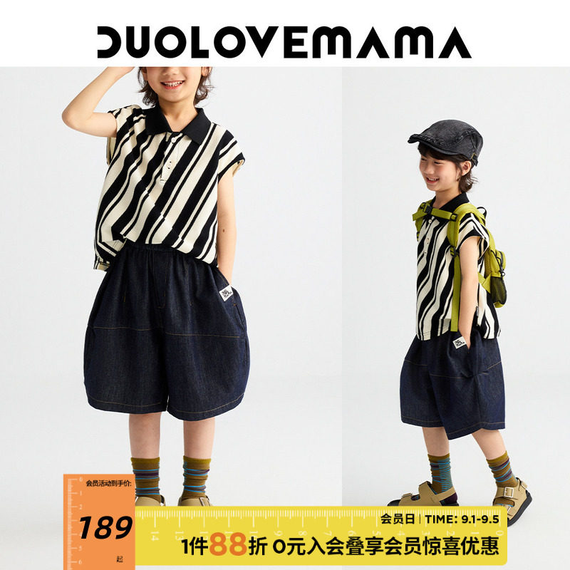 DUOLOVEMAMA气球廓形牛仔短裤夏图片