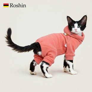 Roshin德文猫衣服可牵引绳秋冬猫司芬克斯无毛猫咪衣服四脚护肚子