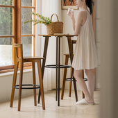 吧台家用靠墙高脚吧台桌小圆桌客厅休闲 奶茶店吧台桌椅阳台靠窗