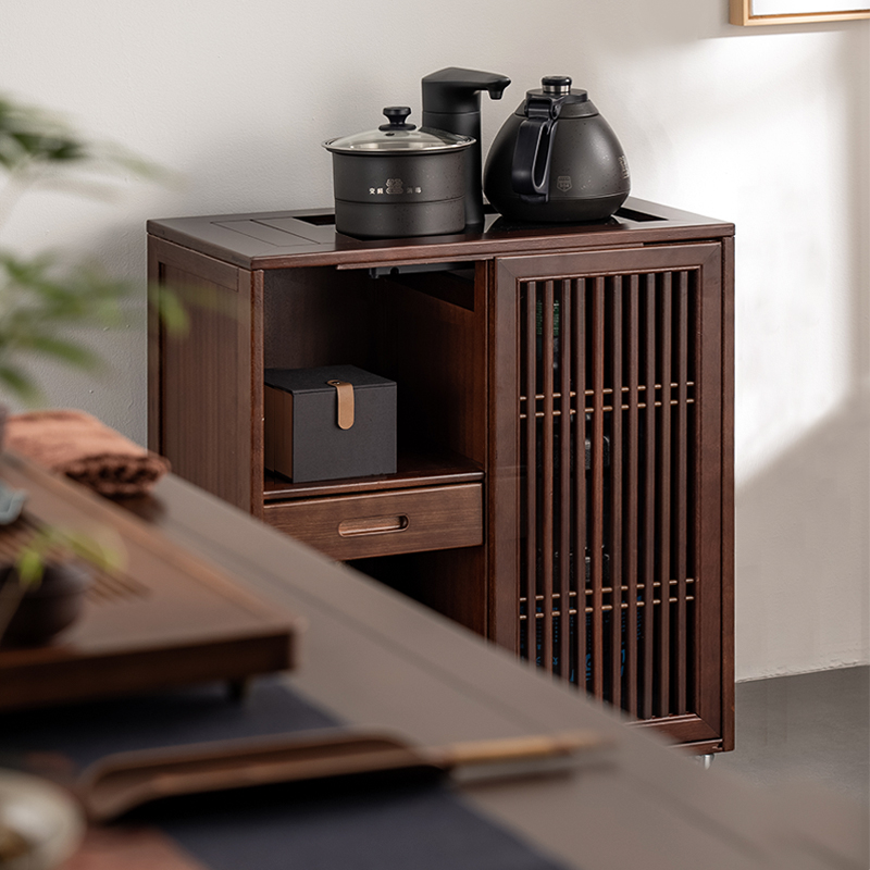 花梨木简约现代可移动茶水车