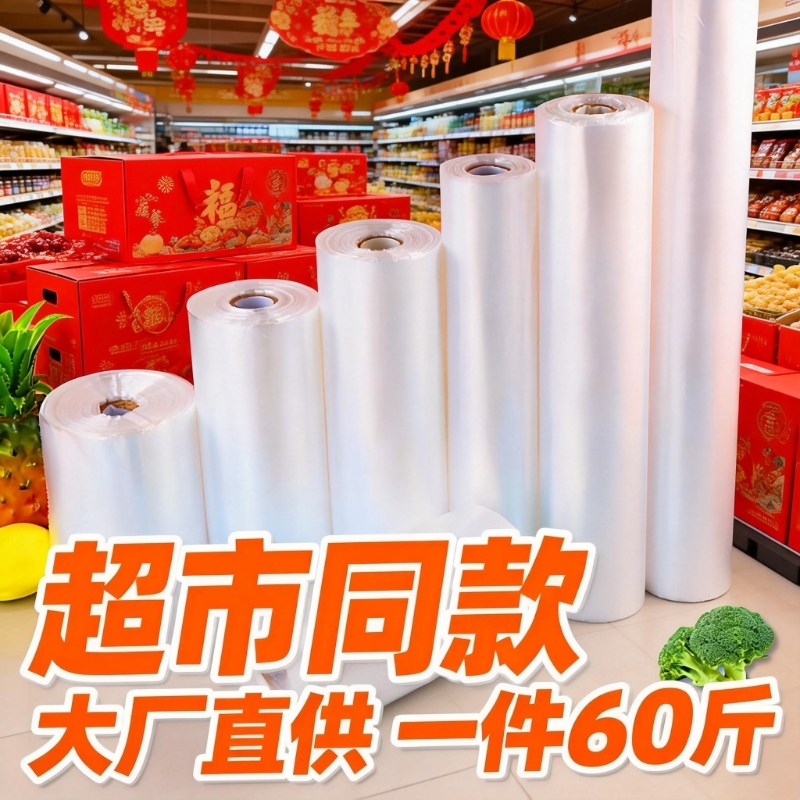 平口保鲜袋超市大中小食品袋加量加厚连卷袋冷藏PE塑料打包封口袋
