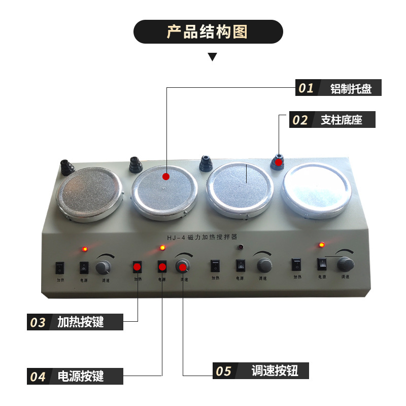 供应HJ-4 HJ-4A多头磁力加热搅拌器 实验恒温磁力搅拌器