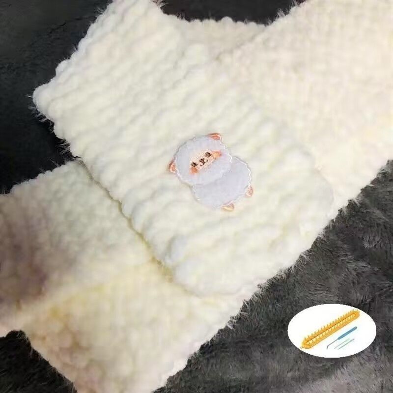 可爱小羊冰条线自织围巾diy材料包织围巾工具全套粗毛线团送男女