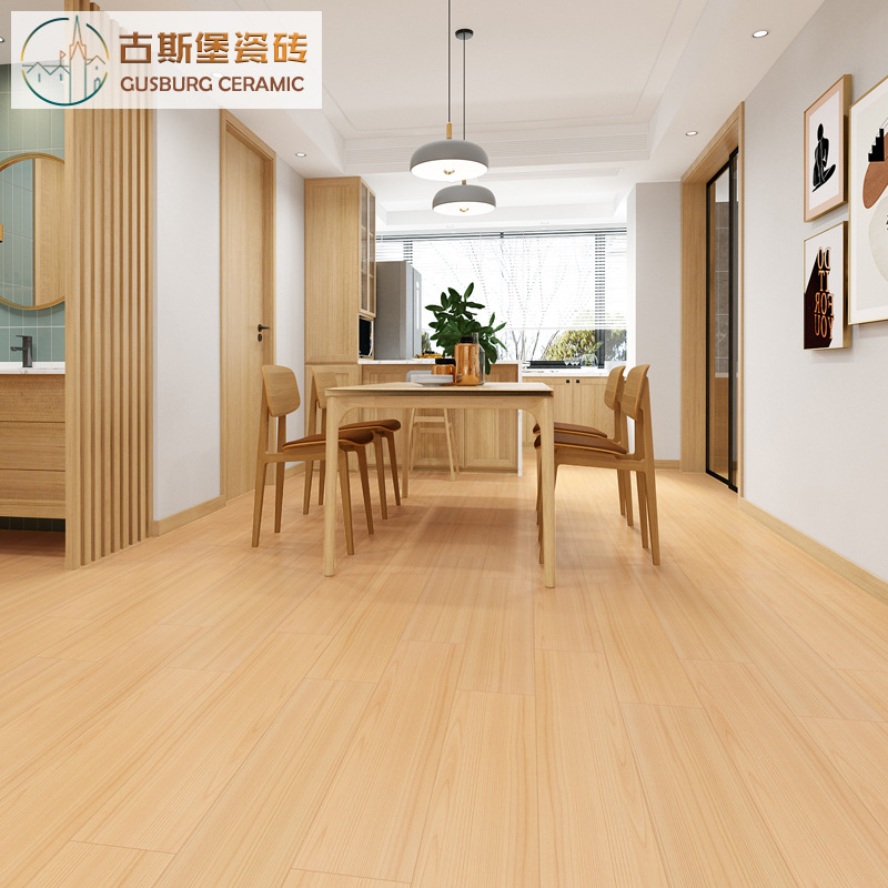 肌肤釉奶油色木纹砖200x1000书房仿木纹地板砖北欧意式极简风地砖