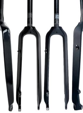 直管椎管全碳纤维山地自行车前叉硬叉锥管碟刹26寸27.5in29er