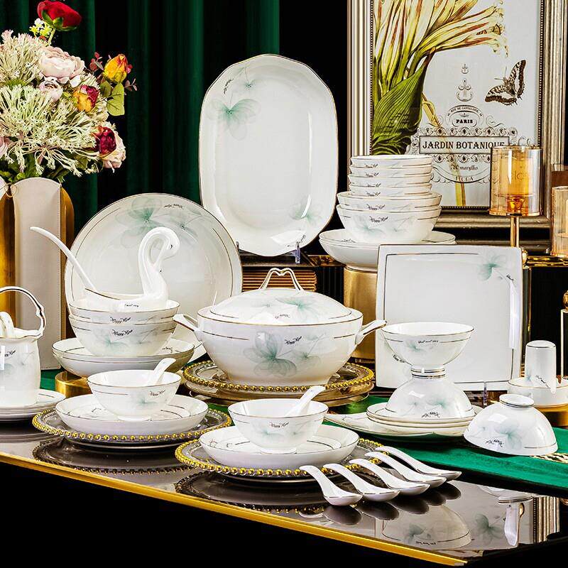 碗家用2024新款餐具套装陶瓷碗盘景德镇骨质瓷碗碟套装家用送