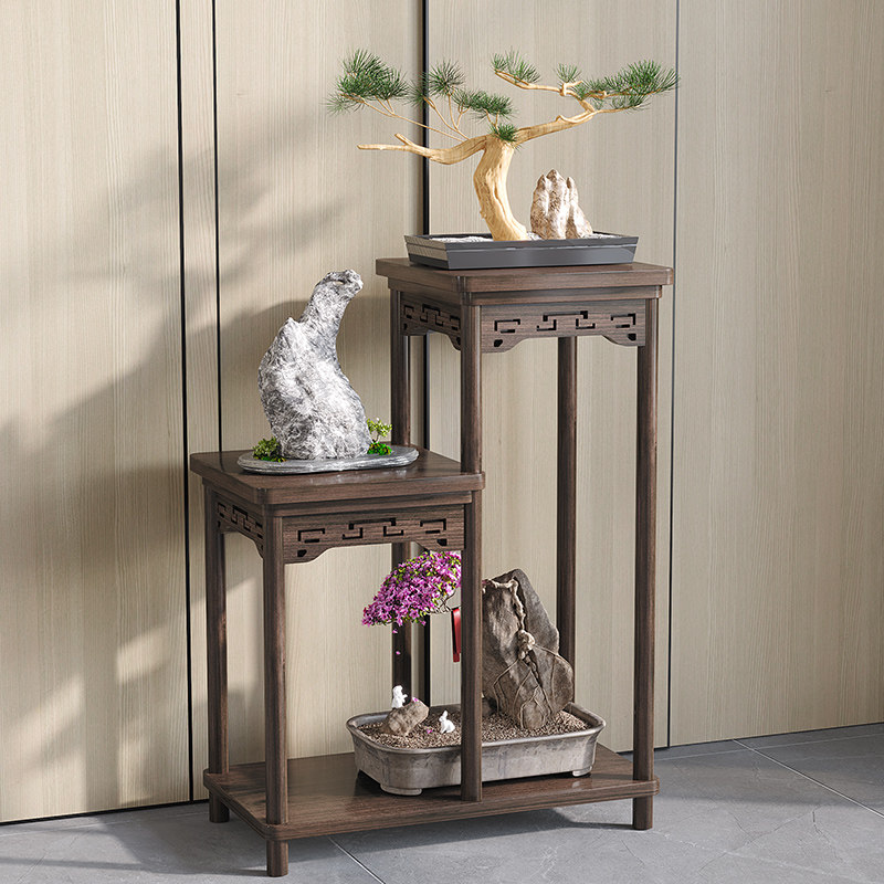 中式花盆托架摆件架实木架子花架置物架阳台高端客厅家用电视柜旁,住宅家具,花架/花几,淘宝优惠券,粉丝福利购,淘宝优惠卷