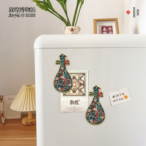 敦煌博物馆院文创琵琶造型冰箱贴合金装饰送女朋友旅游纪念品礼品