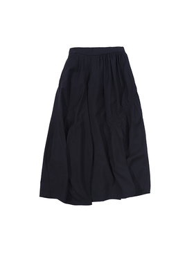 D2210125DQ2YB 黑色简约设计抽褶中长款半身裙