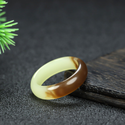 新疆和田玉糖黄玉素戒指男款细戒