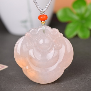 新疆金丝玉平安如意锁吊坠和田玉桃花酿祥云锁玉坠玉佩挂件项链坠