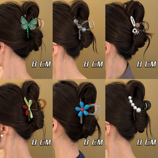 中号发量少夹子头饰发夹女2025新款高端抓夹半扎发后脑勺鲨鱼夹女