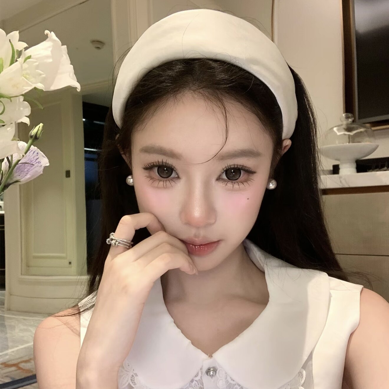 简约纯色宽边高颅顶百搭发箍图片